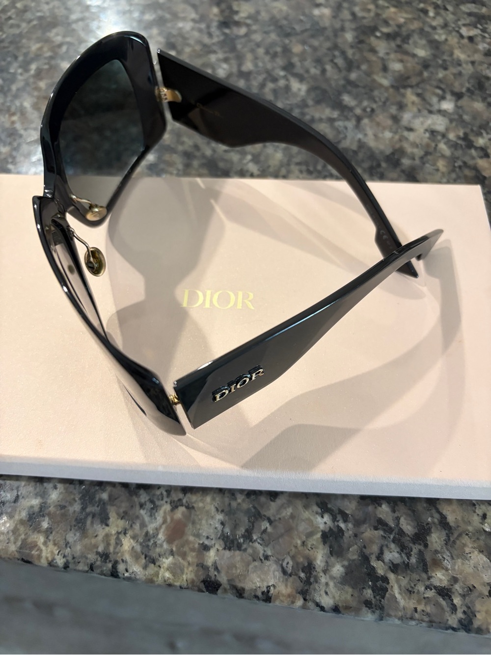 Dior Black Oversized Logo Sunglasses with Gold Accents